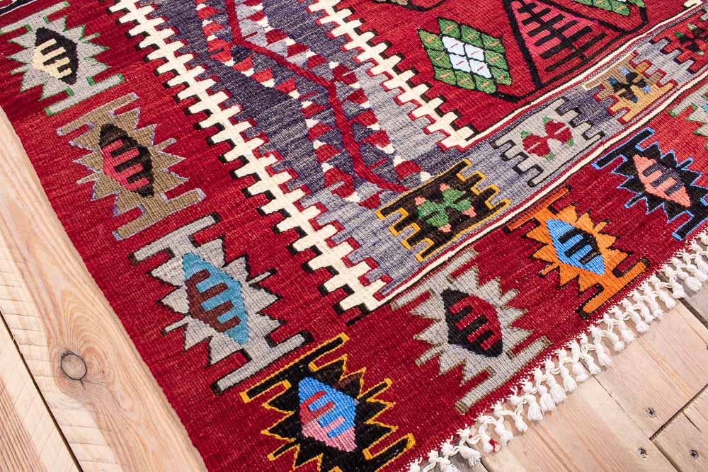 11256 Vintage Turkish Esme Kilim Rug 119x203cm (3.11 x 6.8ft)