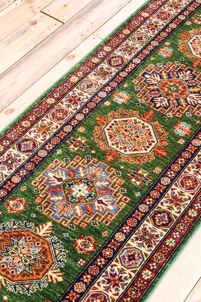 11322 Fine Afghan Kazak Runner Rug 77x313cm (2.6 x 10.3ft)