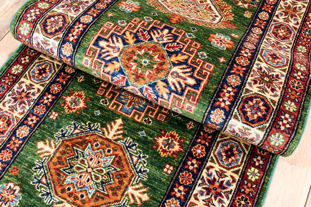 11322 Fine Afghan Kazak Runner Rug 77x313cm (2.6 x 10.3ft)