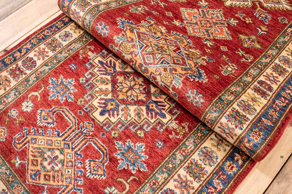 11324 Fine Afghan Kazak Runner Rug 84x387cm (2.9 x 12.8ft)