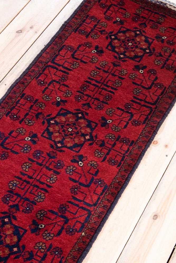 11384 Fine Afghan Khal Mohammedi Runner Rug 53x151cm (1.9 x 4.11ft)