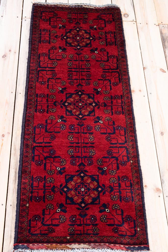 11384 Fine Afghan Khal Mohammedi Runner Rug 53x151cm (1.9 x 4.11ft)