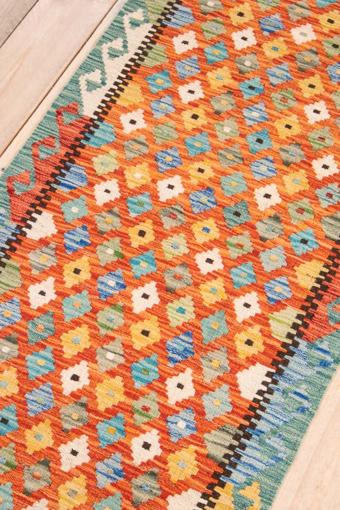 11390 Afghan Vegetable Dyed Kilim Runner Rug 66x140cm (2.2 x 4.7ft)