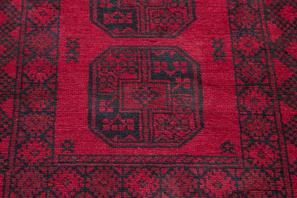 11411 Afghan Red Aq Chah Rug 101x143cm (3.3 x 4.8ft)