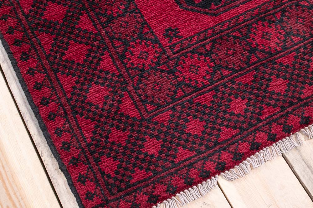 11411 Afghan Red Aq Chah Rug 101x143cm (3.3 x 4.8ft)