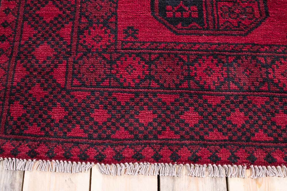 11411 Afghan Red Aq Chah Rug 101x143cm (3.3 x 4.8ft)