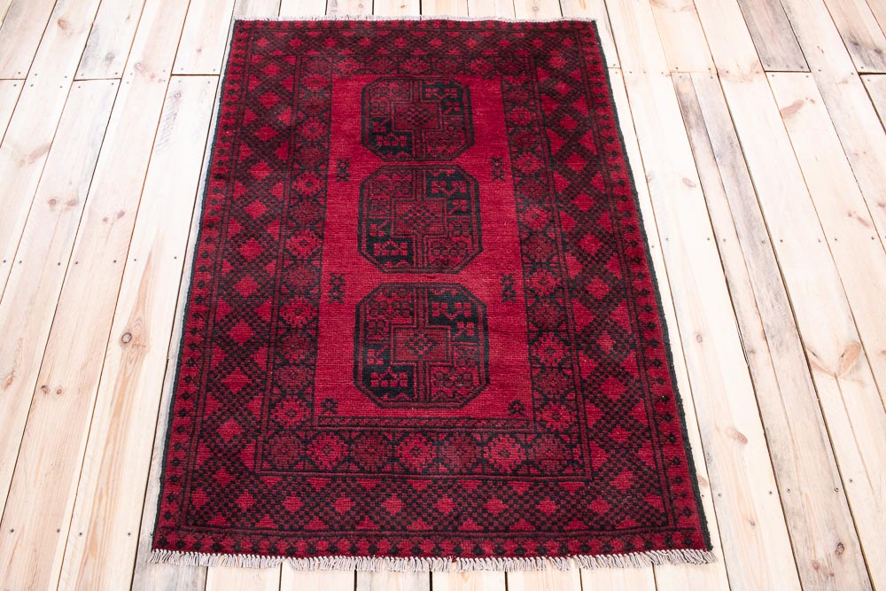 11411 Afghan Red Aq Chah Rug 101x143cm (3.3 x 4.8ft)