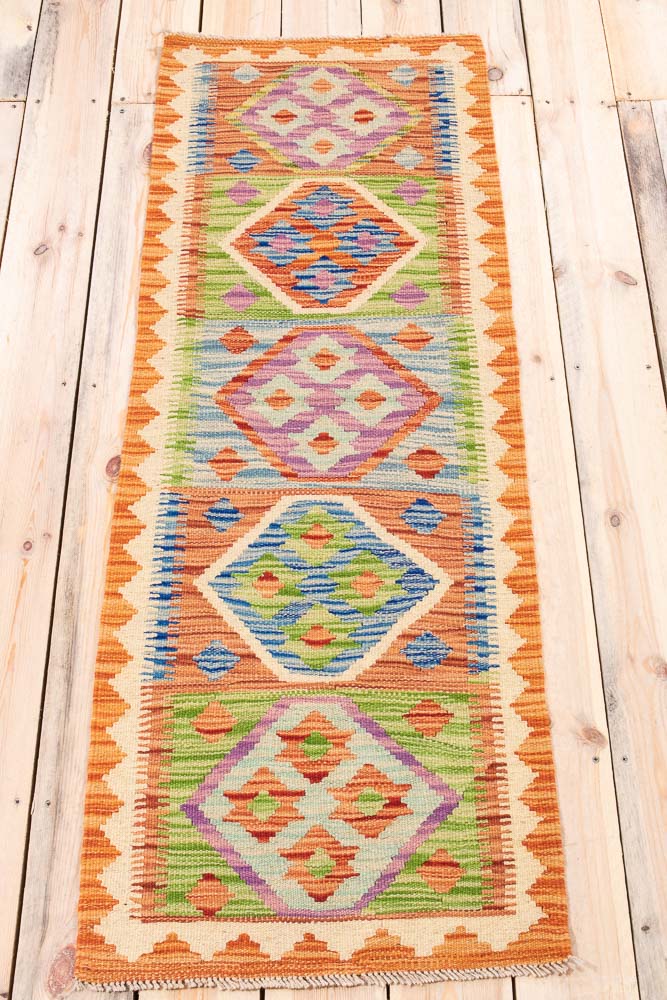 11436 Afghan Vegetable Dyed Runner Rug 53x154cm (1.9 x 5.0ft)