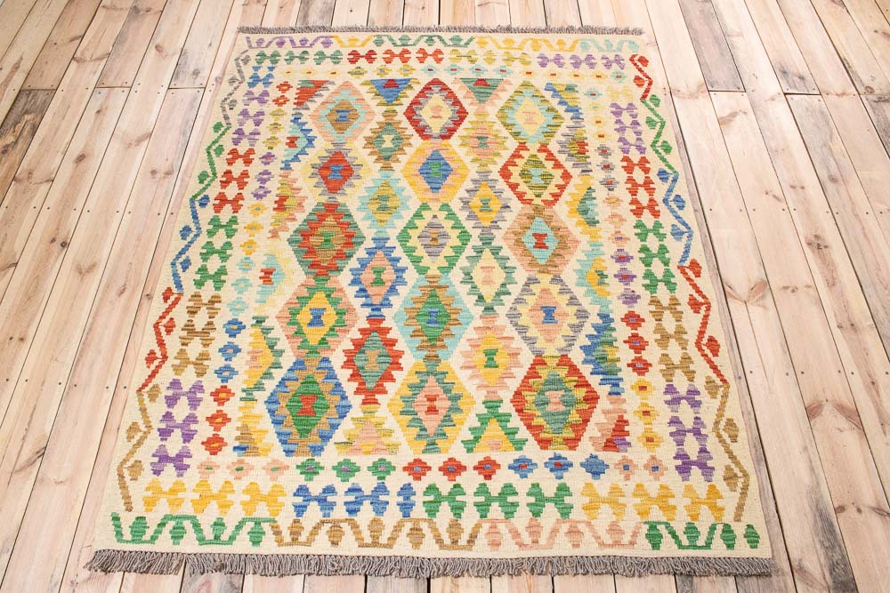 11447 Afghan Vegetable Dyed Kilim Rug 151x191cm (4.11 x 6.3ft)