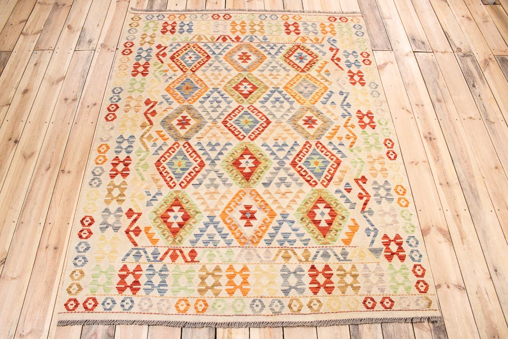 11455 Afghan Vegetable Dyed Kilim Rug 156x200cm (5.1 x 6.6ft)