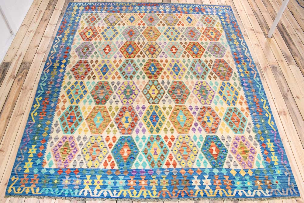 11456 Afghan Vegetable Dyed Kilim Rug 265x302cm (8.8 x 9.11ft)