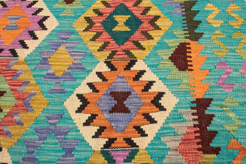 11517 Large Afghan Vegetable Dyed Kilim Rug 198x300cm (6.6 x 9.10ft)