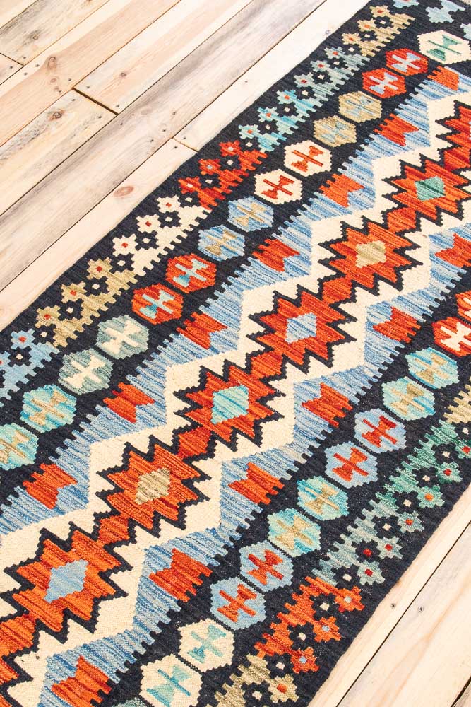 11530 Afghan Vegetable Dyed Kilim Hallway Runner Rug 82x244cm (2.8 x 8ft)