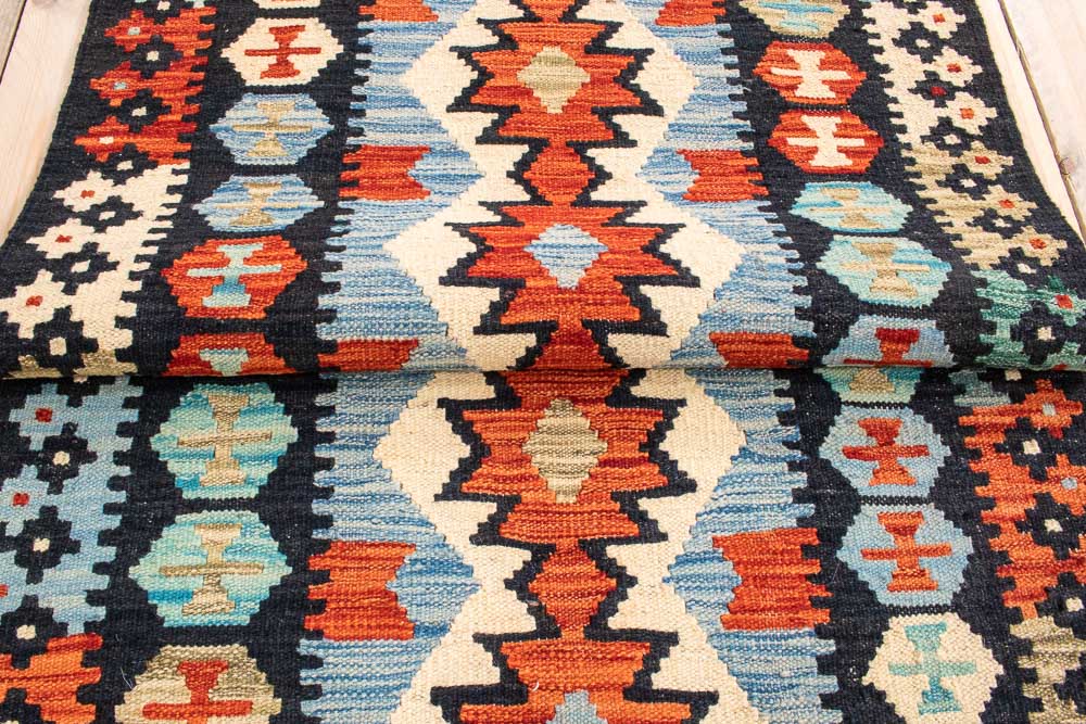 11530 Afghan Vegetable Dyed Kilim Hallway Runner Rug 82x244cm (2.8 x 8ft)