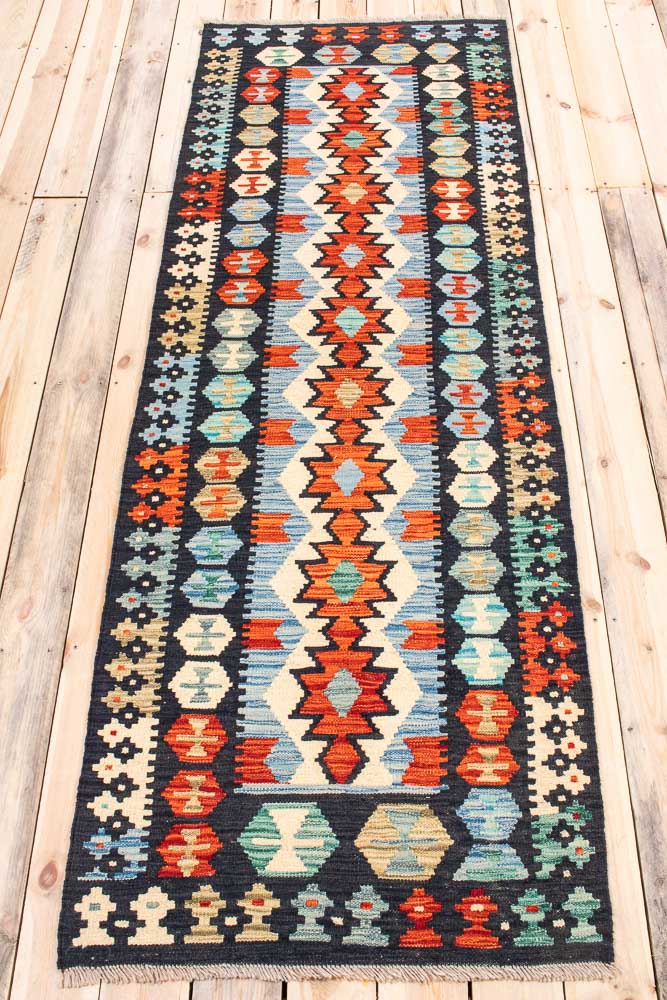 11530 Afghan Vegetable Dyed Kilim Hallway Runner Rug 82x244cm (2.8 x 8ft)