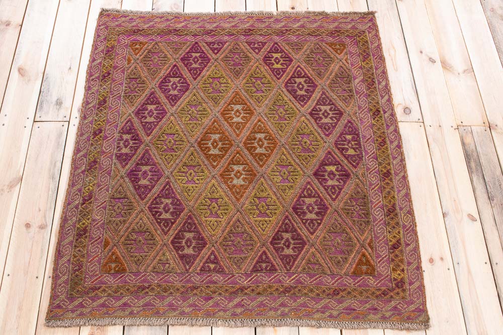11546 Afghan Moshwani Mixed Weave Rug 119x130cm (3.11 x 4.3ft)