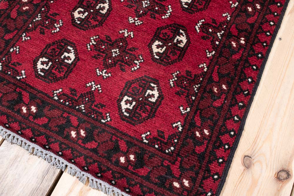 11552 Afghan Red Aq Chah Runner Rug 62x245cm (2.0 x 8.0ft)