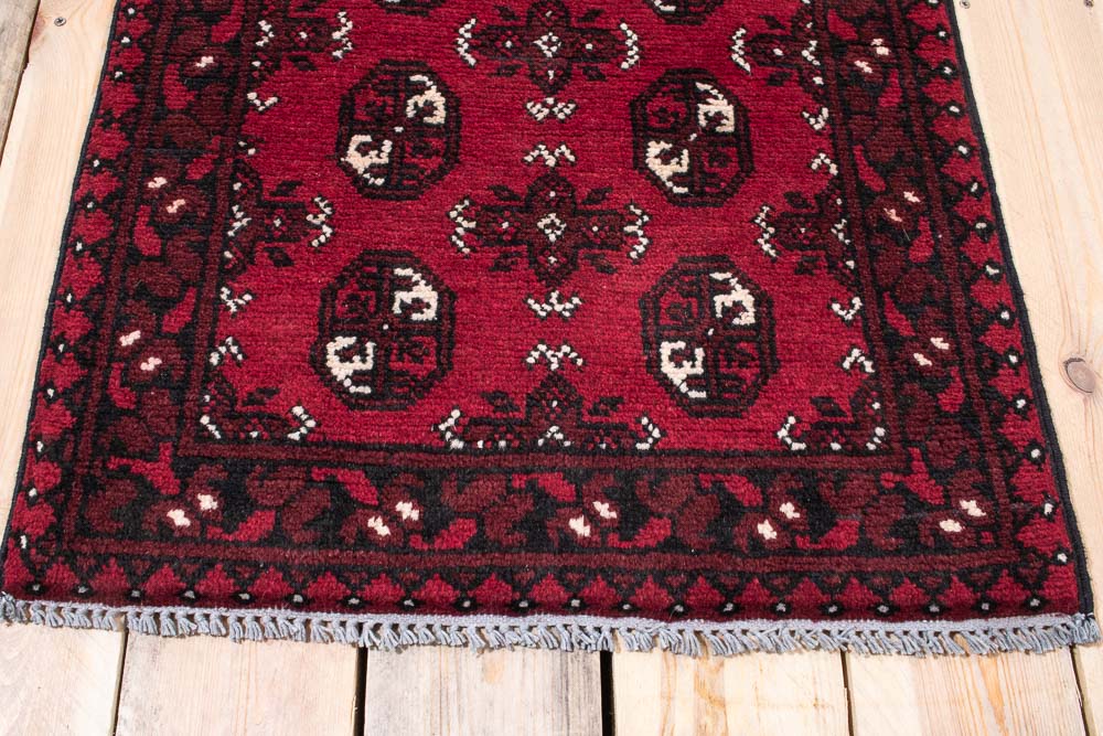 11552 Afghan Red Aq Chah Runner Rug 62x245cm (2.0 x 8.0ft)