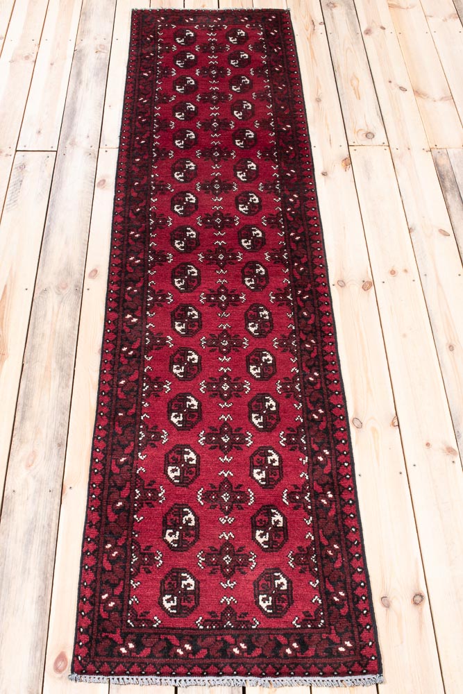 11552 Afghan Red Aq Chah Runner Rug 62x245cm (2.0 x 8.0ft)