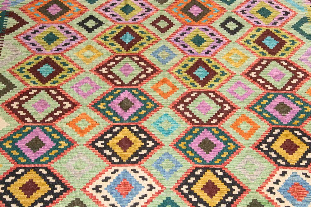 11584 Large Afghan Vegetable Dyed Kilim Rug 203x300cm (6.8 x 9.10ft)