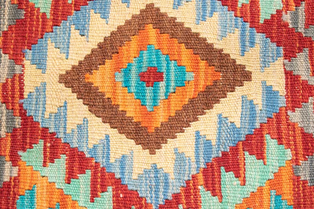 11622 Small Afghan Vegetable Dyed Kilim Rug 47x50cm (1.6 x 1.7ft)