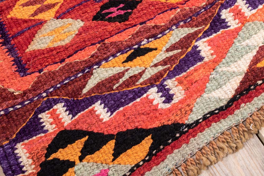 11631 Vintage Kurdish Herki Kilim Runner Rug 92x294cm (3 x 9.7ft)