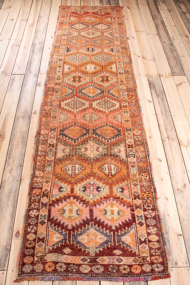 11635 Vintage Kurdish Herki Carpet Runner Rug 88x334cm (2.10 x 10.11ft)