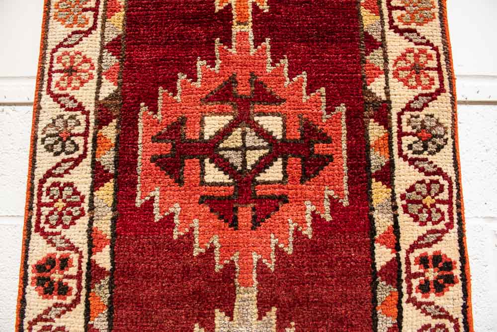 11640 Vintage Kurdish Herki Carpet Runner Rug 69x377cm (2.3 x 12.4ft)