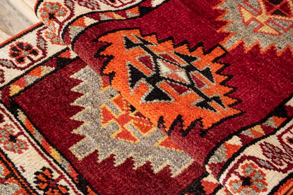 11640 Vintage Kurdish Herki Carpet Runner Rug 69x377cm (2.3 x 12.4ft)
