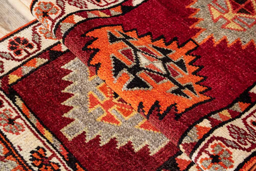 11640 Vintage Kurdish Herki Carpet Runner Rug 69x377cm (2.3 x 12.4ft)