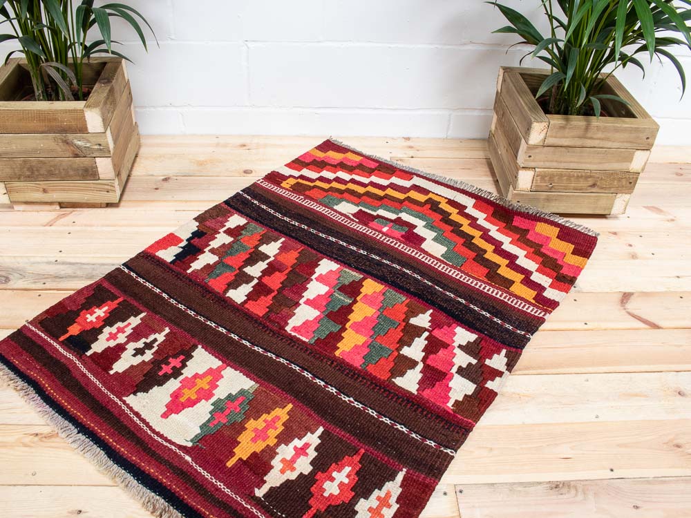 11644 Vintage Kurdish Herki Kilim Rug 93x120cm (3.0 x 3.11ft)