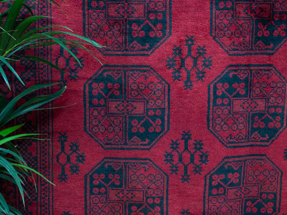 11680 Afghan Red Aq Chah Rug 146x187cm (4.9 x 6.1ft)