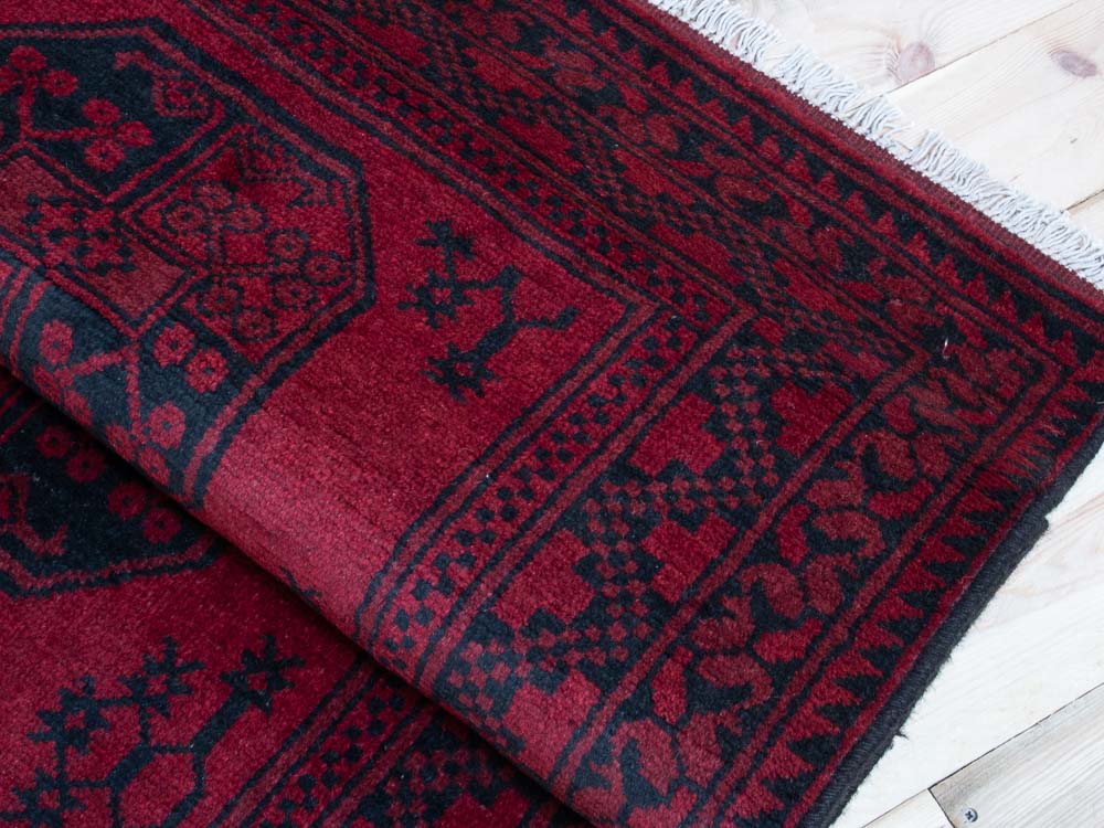 11680 Afghan Red Aq Chah Rug 146x187cm (4.9 x 6.1ft)