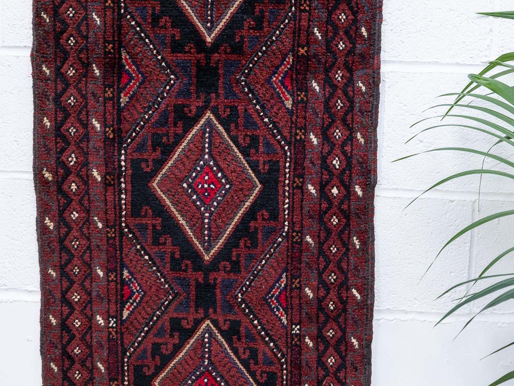 11777 Afghan Mixed Weave Moshwani Runner Rug 64x246cm (2.1 x 8.1ft)