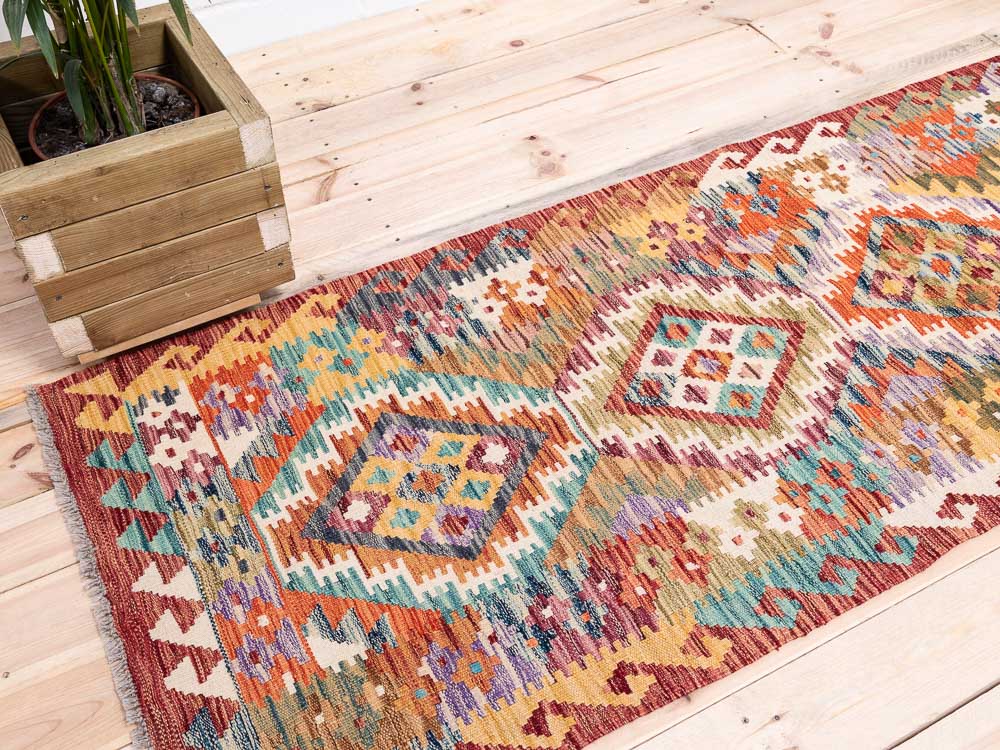 11847 Afghan Vegetable Dyed Kilim Runner Rug 82x254cm (2.8 x 8.4ft)