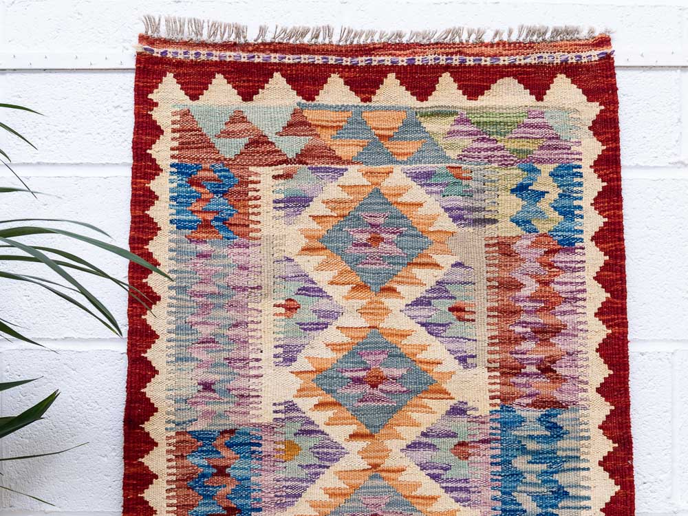 11853 Small Afghan Vegetable Dyed Kilim Rug 65x86cm (2.1 x 2.10ft)