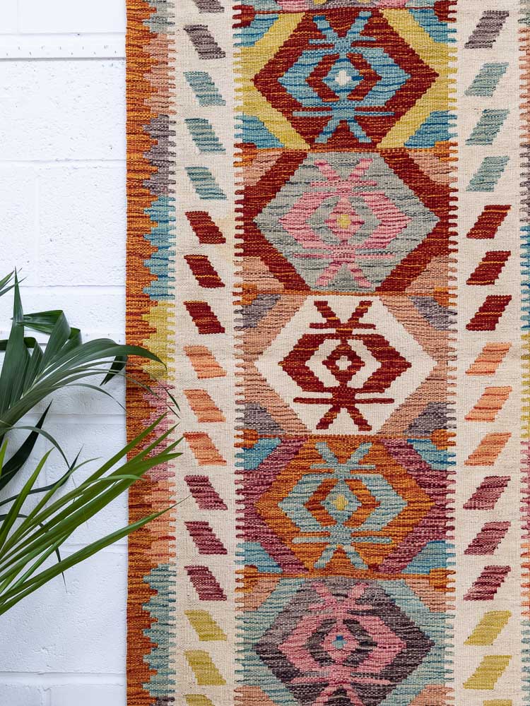 11867 Afghan Vegetable Dyed Kilim Runner Rug 77x249cm (2.6 x 8.2ft)