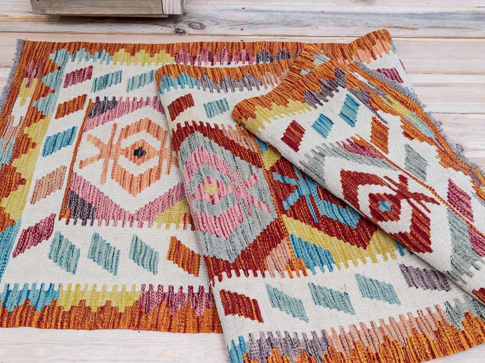 11867 Afghan Vegetable Dyed Kilim Runner Rug 77x249cm (2.6 x 8.2ft)