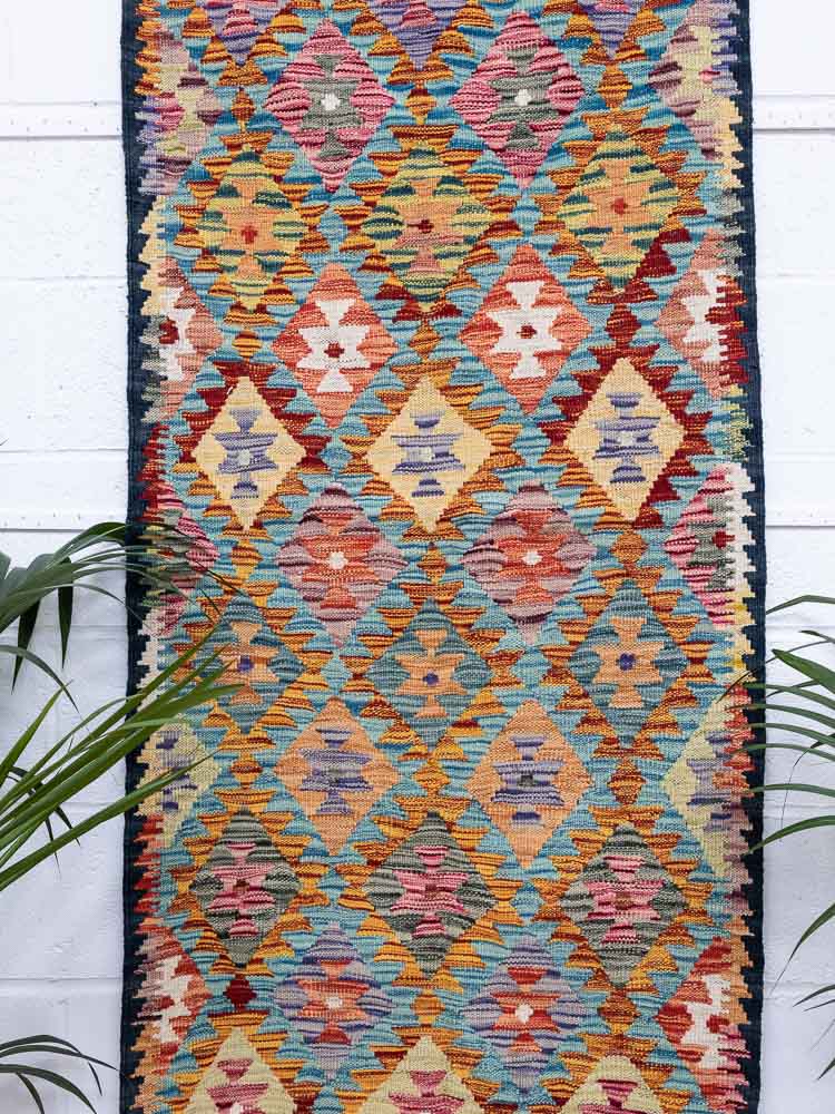 11868 Afghan Vegetable Dyed Kilim Runner Rug 80x236cm (2.7 x 7.9ft)