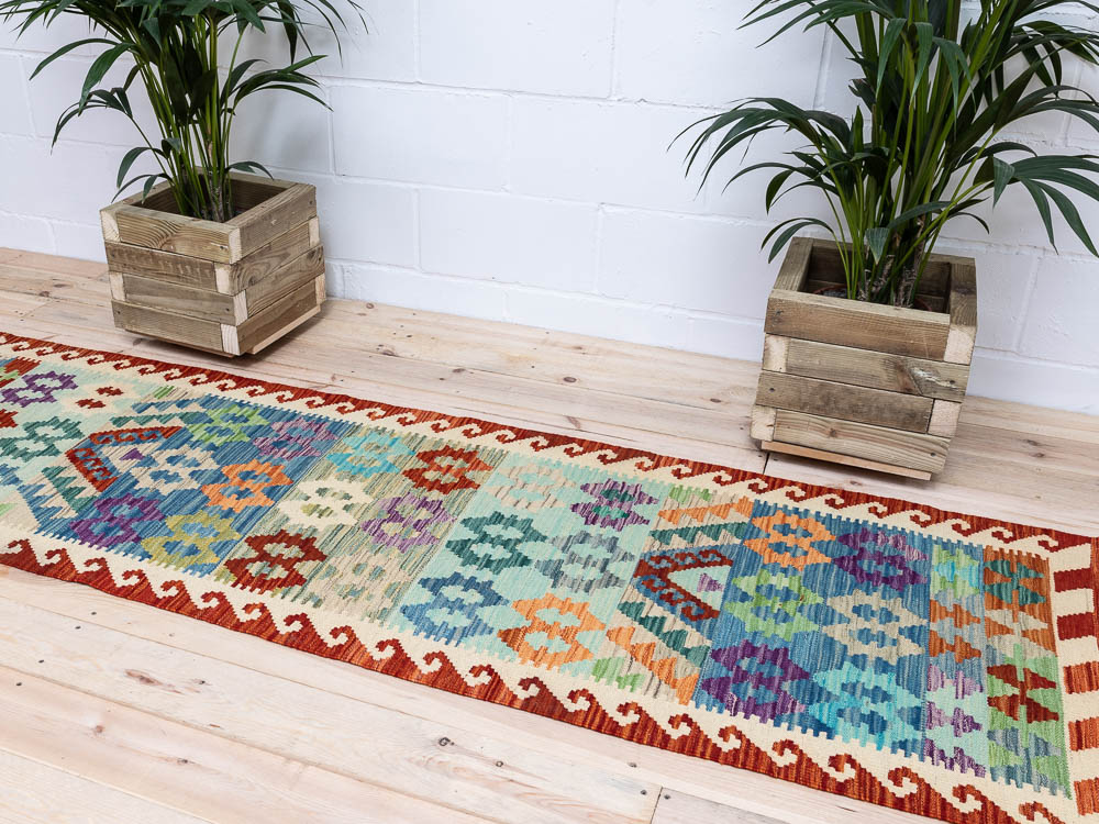 11869 Afghan Vegetable Dyed Kilim Runner Rug 75x243cm (2.5 x 7.11ft)