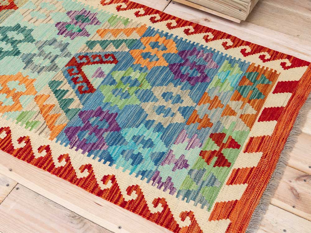 11869 Afghan Vegetable Dyed Kilim Runner Rug 75x243cm (2.5 x 7.11ft)