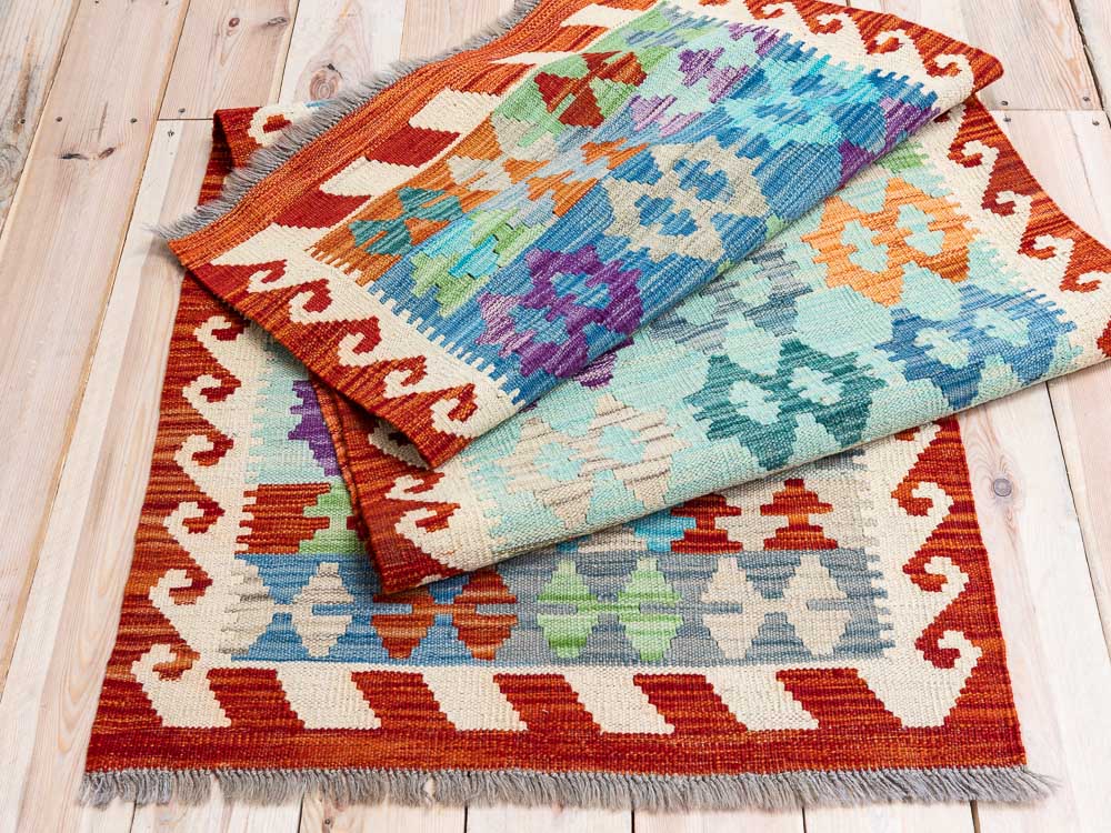 11869 Afghan Vegetable Dyed Kilim Runner Rug 75x243cm (2.5 x 7.11ft)