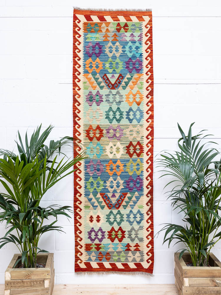 11869 Afghan Vegetable Dyed Kilim Runner Rug 75x243cm (2.5 x 7.11ft)