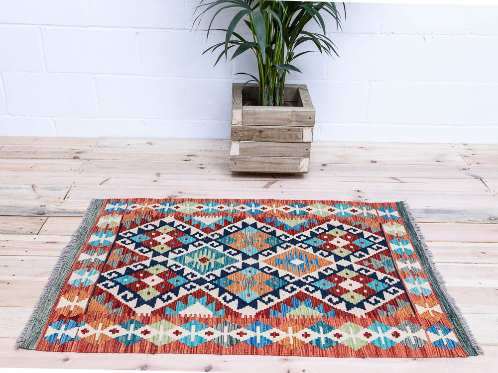 11889 Afghan Vegetable Dyed Kilim Rug 85x125cm (2.9 x 4.1ft)