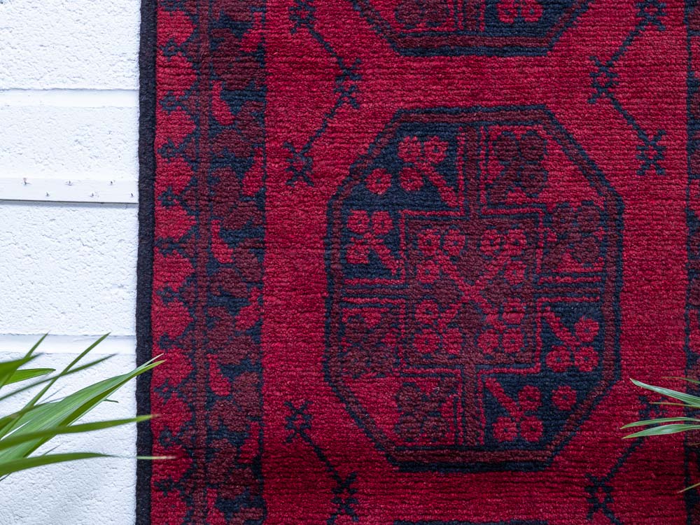 11930 Long Afghan Red Aq Chah Runner Rug 63x288cm (2.0 x 9.5ft)