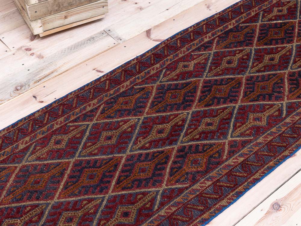 11933 Long Afghan Moshwani Runner Rug 75x365cm (2.5 x 11.11ft)