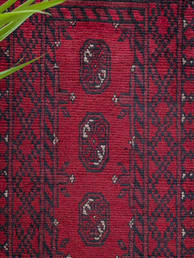11944 Afghan Red Aq Chah Small Rug 49x97cm (1.7 x 3.2ft)
