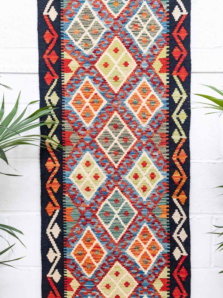 11998 Afghan Vegetable Dyed Kilim Runner Rug 63x206cm (2.0 x 6.9ft)