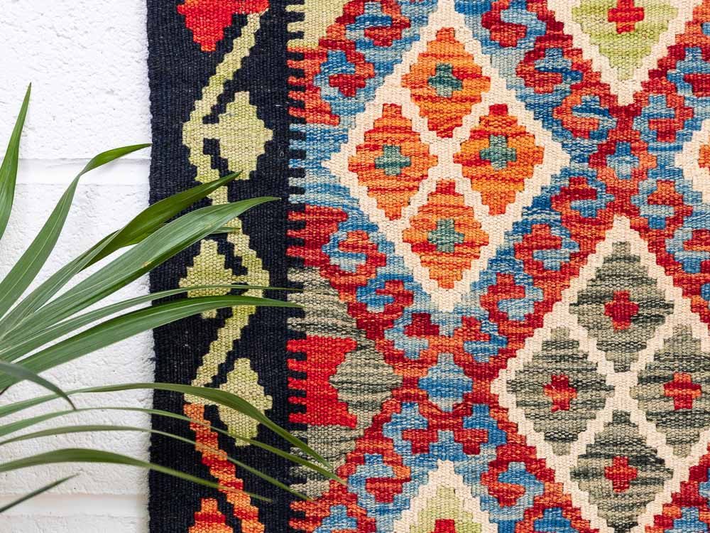 11998 Afghan Vegetable Dyed Kilim Runner Rug 63x206cm (2.0 x 6.9ft)