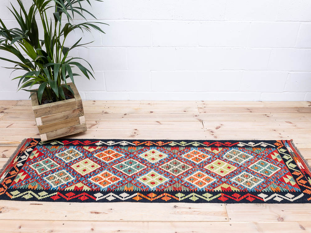 11998 Afghan Vegetable Dyed Kilim Runner Rug 63x206cm (2.0 x 6.9ft)